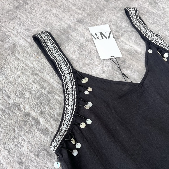 Zara Black Jewel Midi Dress Size XS - Picture 3 of 4